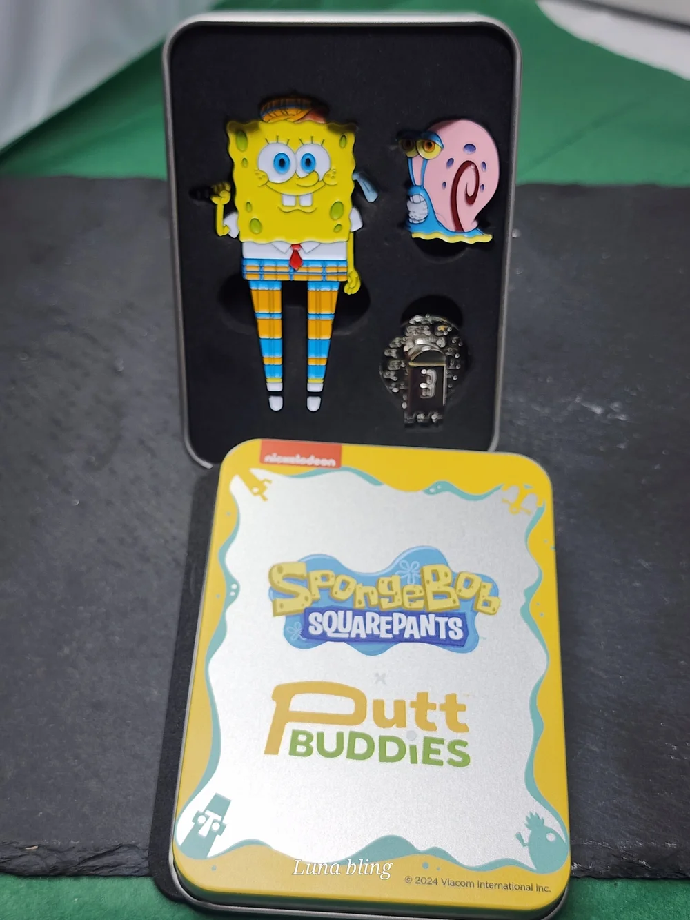 SpongeBob SquarePants Yellow & Pink Enamel Pin Set - Luna Bling